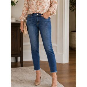 Democracy Ab Solution Petite Raw Hem Crop Ankle Jeans 12P Petite Stretch Denim